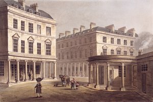 ジョンヒル（1770-1850）のパブによって刻まれた「一連の眺めによって示される風呂」からのバースバス、バースストリートの眺め。ウィリアム・ミラー、1804年（アクアチント） 作： John Claude Nattes